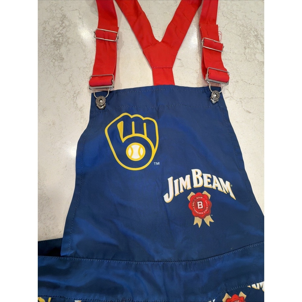 Milwaukee Brewers Jim Beam BSA/MLB 22 Drink Smart Overalls Bibs Size Medium EUC - Picture 3 of 10